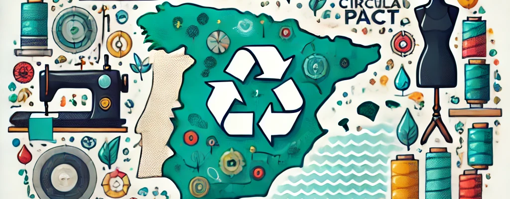 DALL·E 2024-10-01 11.51.06 - An illustration representing the Circular Fashion Pact in Catalonia, highlighting the region's textile industry and sustainability initiatives. The im